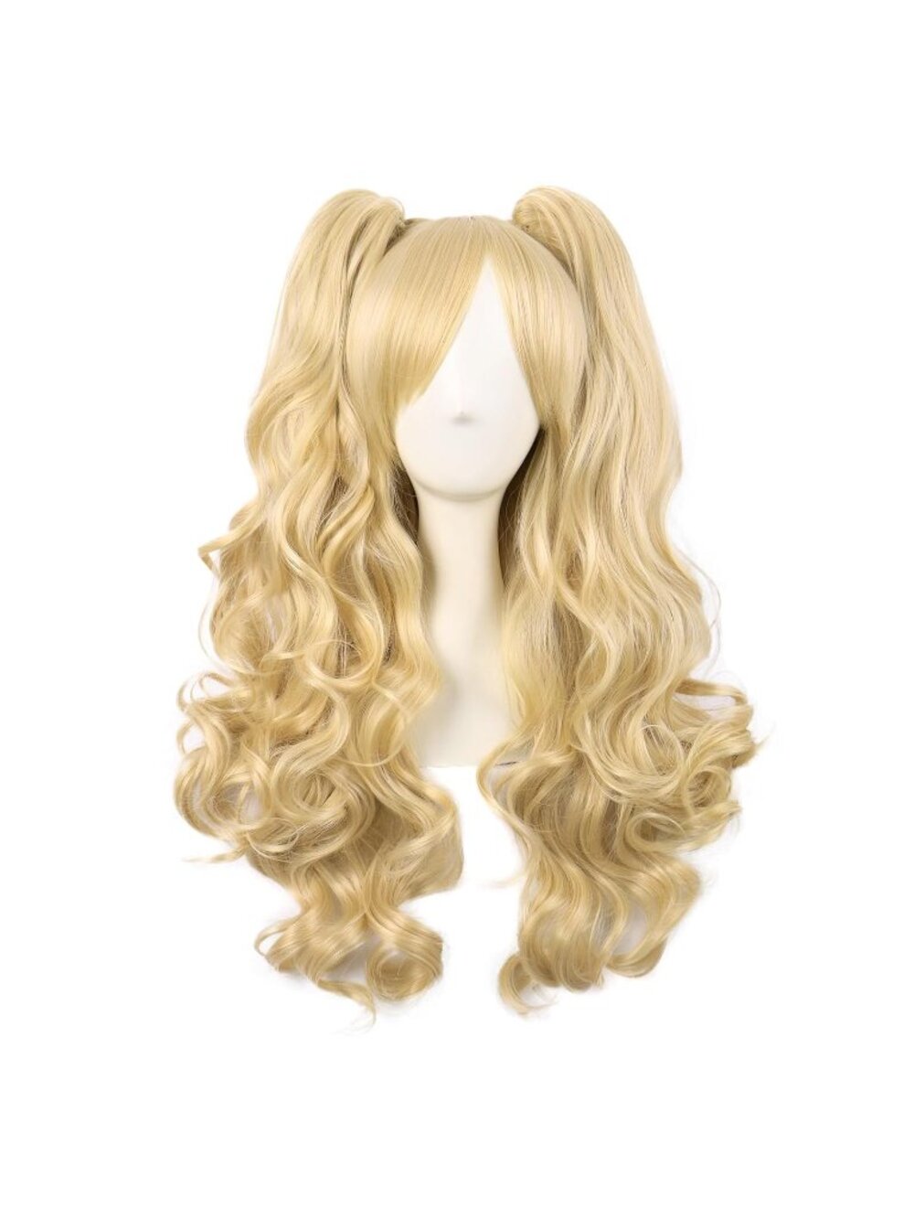 Women's Mixed Golden 28 Inch Lolita Long Curly 2 Ponytails Clip On Cosplay Wigs